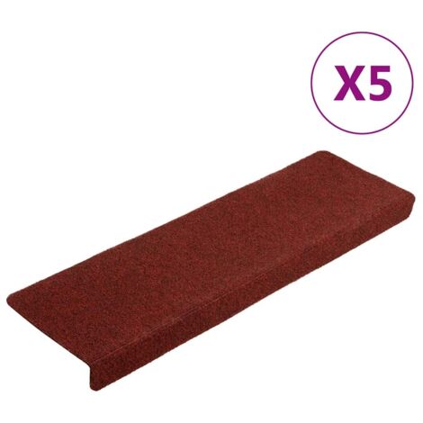 vidaXL Treppenmatten 5 Stk. Bordeauxrot 65x21x4 cm Nadelvlies