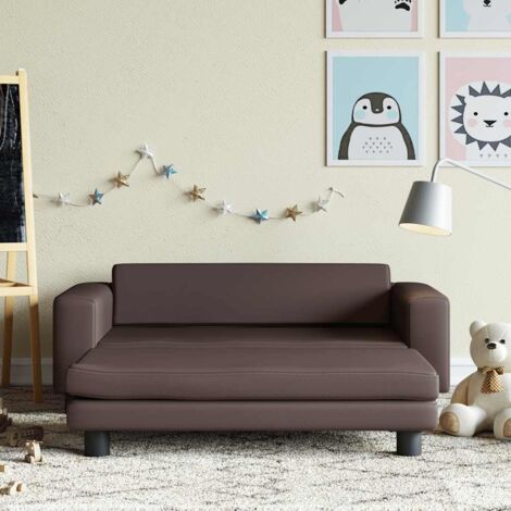Kindersofa mit Hocker Braun 100x50x30 cm Kunstleder vidaXL