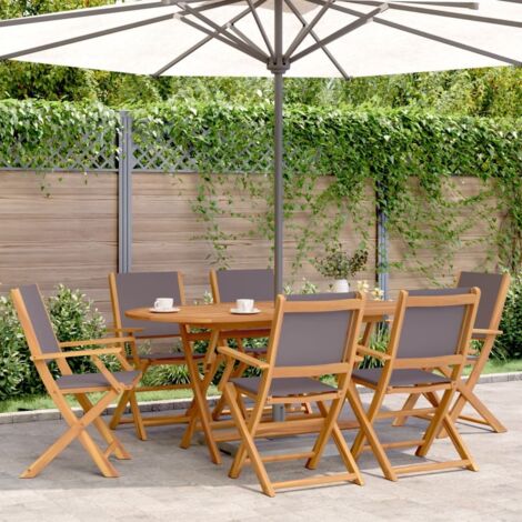 Faltbare Gartenstühle Set von 6 aus Stoff und massivem Holz