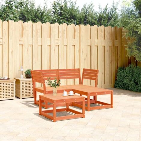 3-tlg. Garten-Sofagarnitur Wachsbraun Massivholz Kiefer vidaXL