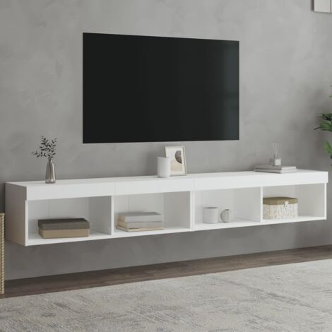 vidaXL 2 Piece TV Cabinet Set with LED Lights White 100x30x30 cm