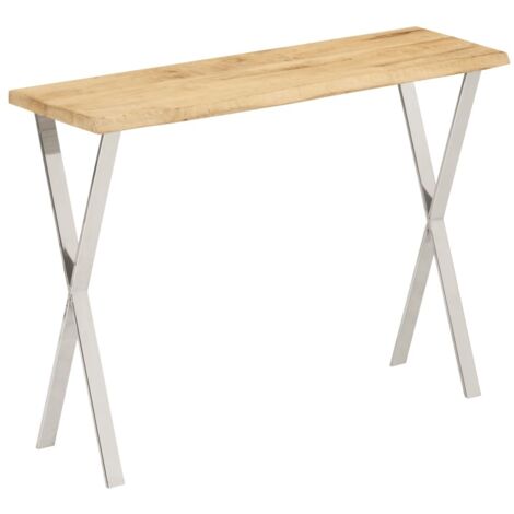 vidaXL Konsole Tisch mit Baumkante 105x33x76 cm aus massivem Mango-Holz