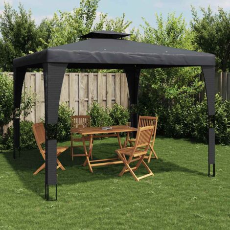 vidaXL Pavillon mit Doppeldach anthrazit 3,98x2,98 m Stahl