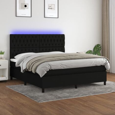 vidaXL Bettgestell mit Lattenrost, Matratze und LED schwarz 160x200 cm Stoff (1/5)