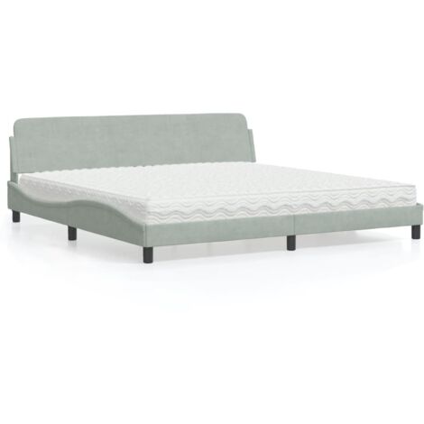 vidaXL Bett mit Matratze grau 200x200 cm Samt (1/5)