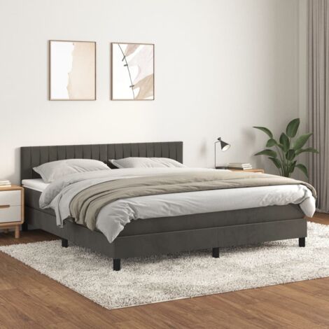 vidaXL Lattenrost mit Matratze Dunkelgrau 180x200cm Velours