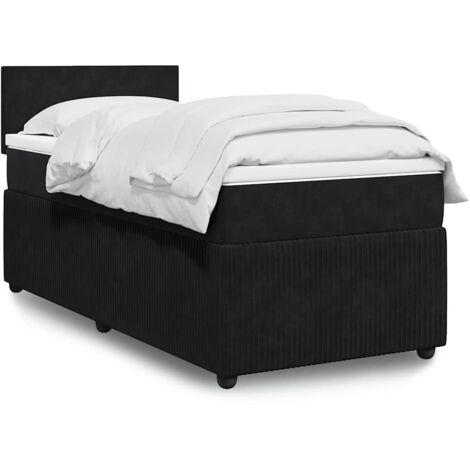 vidaXL Lattenrost-Bettgestell mit Matratze Schwarz 80x200 cm Velours