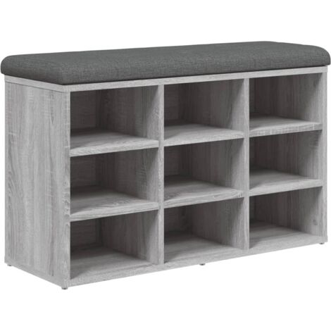 vidaXL Shoe Bench Grey Sonoma 82x32x50 cm Engineered Wood