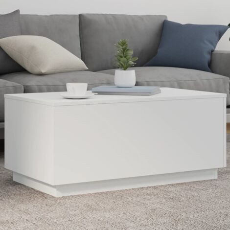 vidaXL Couchtisch mit LED-Lichtern weiß 90x50x40 cm