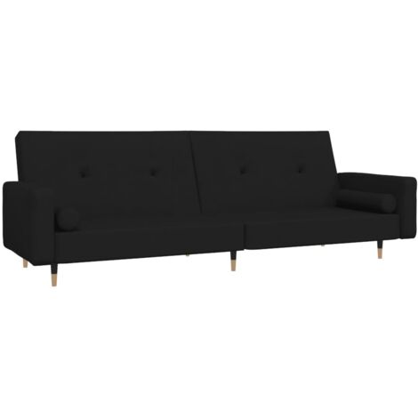 Zweisitzer Schlafsofa mit zwei Kissen Schwarz Samt (1/5)