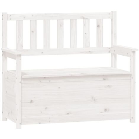 vidaXL Weißer Bank aus massivem Kiefernholz 112,5x51,5x96,5 cm