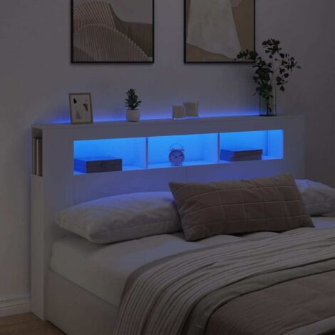 LED Kopfteil Weiß 180x18,5x103,5 cm aus Spanplatte