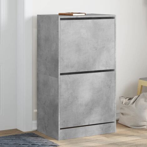 Schuhschrank 2 klappbare Schubladen Beton grau