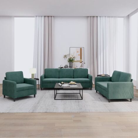 3-teiliges Set aus Samtsofas - Dunkelgrün