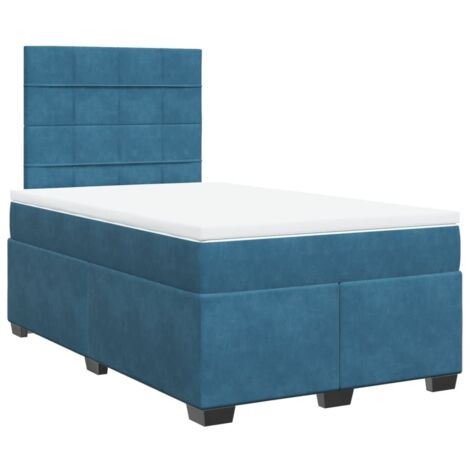 Lattenrostbett und Matratze blau 120x200 cm Velours