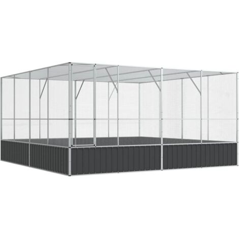 vidaXL Vogelvoliere silber 418x414x212 cm Stahl