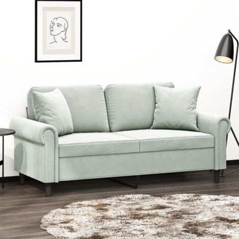 2-Sitzer Sofa mit hellgrauen Kissen 140 cm Samt