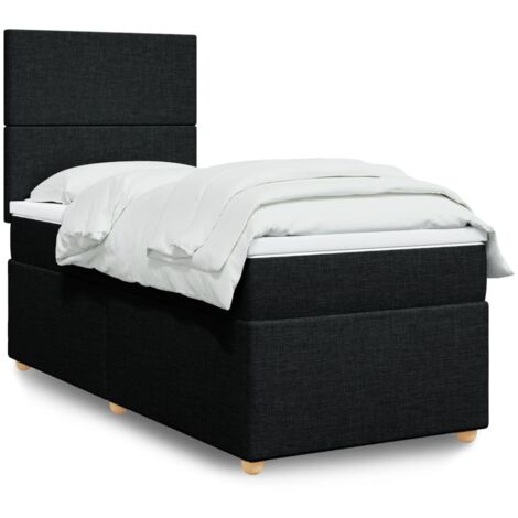 vidaXL Lattenrostbett mit Matratze Schwarz 100x200 cm Stoff