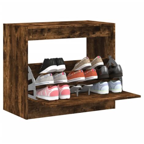 vidaXL Schuhschrank Rauch-Eiche 80x42x69 cm Holzwerkstoff