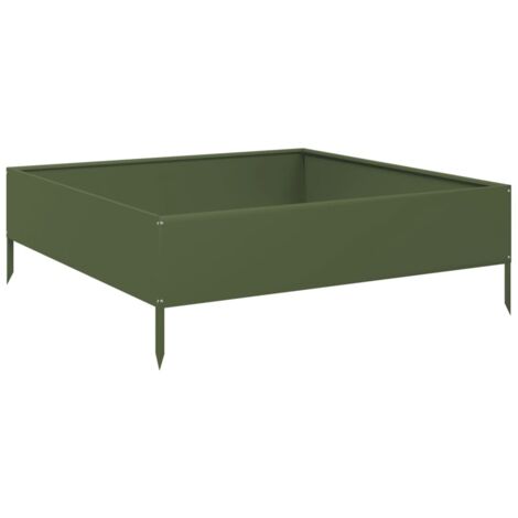 vidaXL Garden Raised Bed Olive green 100x100x33,5 cm Steel