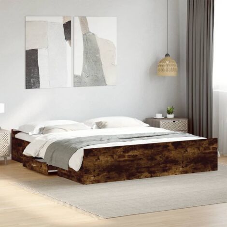 Bettgestell mit Schubladen Räuchereiche 200x200cm Holzwerkstoff vidaXL
