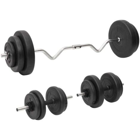 vidaXL Curl Barbell and Dumbbell with Plates 60 kg