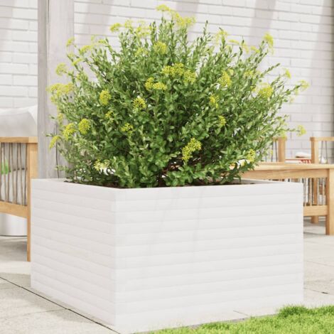 vidaXL Pflanzkasten weiß 80x80x45,5 cm aus Massivholz