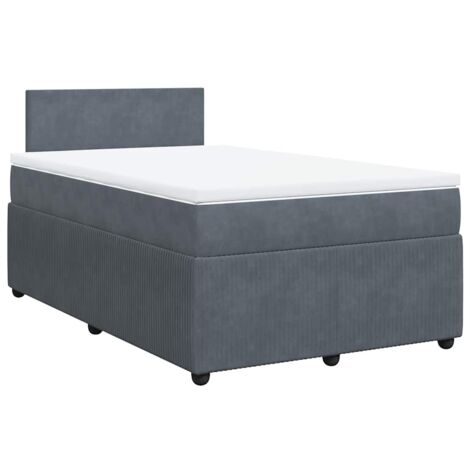 vidaXL Lattenrostbett mit Matratze Dunkelgrau 120x200cm Samt