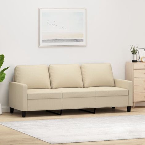 vidaXL 3-Sitzer Sofa Creme 180 cm Stoff