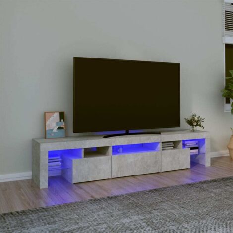 TV-Möbel mit LED-Lichtern Beton Grau 200x36,5x40 cm