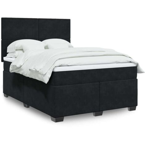 vidaXL Lattenrost mit Matratze Schwarz 140x190 cm Samt
