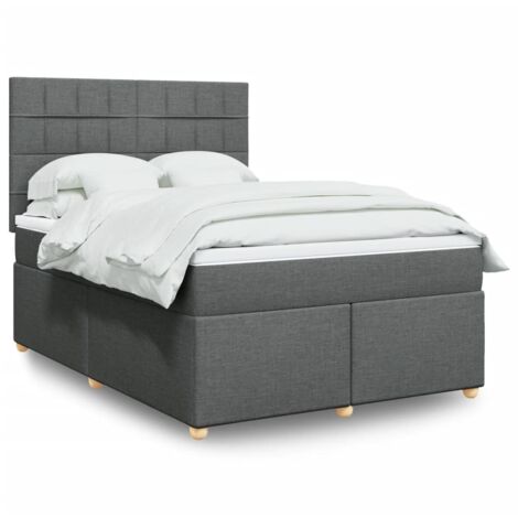 vidaXL Lattenrost-Bett mit Matratze Dunkelgrau 160x200cm Stoff