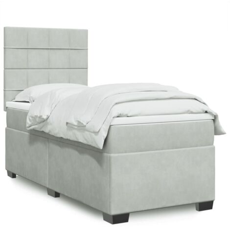 vidaXL Bett mit Lattenrost und Matratze Grau 80x200 cm Velvet