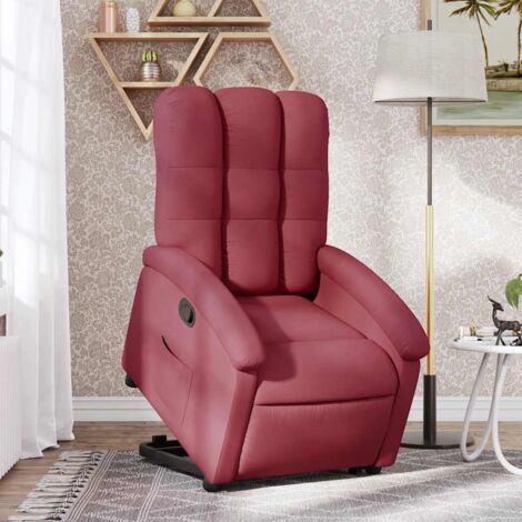 Relaxsessel mit Aufstehhilfe Weinrot Stoff vidaXL485079