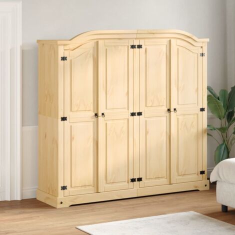vidaXL Kleiderschrank Corona aus massivem Kiefernholz braun 194x52x186 cm