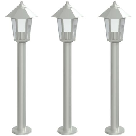 Außenlampenständer 3 Stück Silber 80 cm Edelstahl