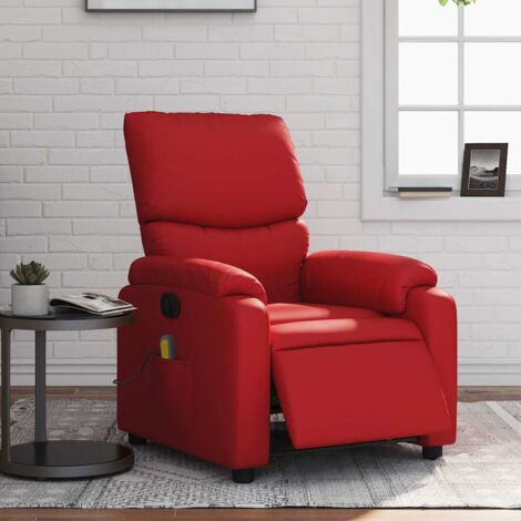 vidaXL Elektrischer verstellbarer Massage-Sessel rot Kunstleder