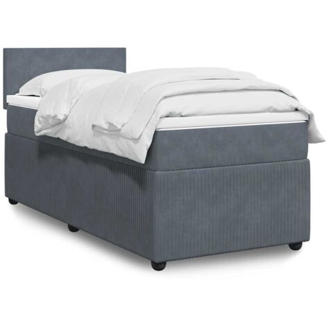 vidaXL Bett mit Lattenrost und Matratze Dunkelgrau 90x190 cm Samt