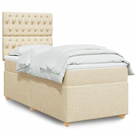 Lattenrost und Matratze Creme 90x190 cm Stoff
