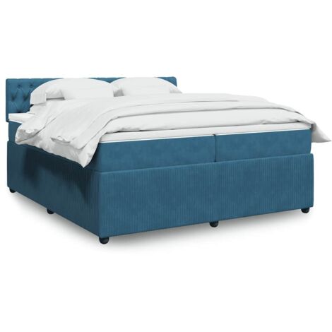 vidaXL Bett mit Lattenrost und Matratze Blau 200x200 cm Velours