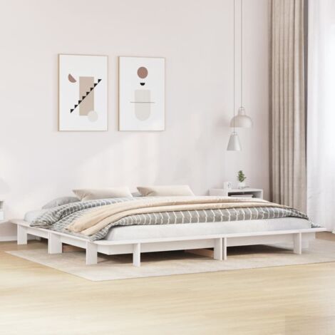 Massivholzbett ohne Matratze Weiß 160x200 Kiefernholz vidaXL