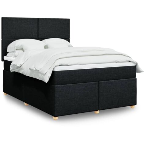 Lattenrostbett mit Matratze Schwarz 140x200 cm Stoff