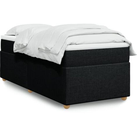vidaXL Lattenrostbett mit Matratze Schwarz 100x200 cm Stoff