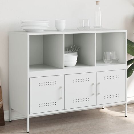 Weißer Buffet 100,5x39x79 cm aus kaltgewalztem Stahl