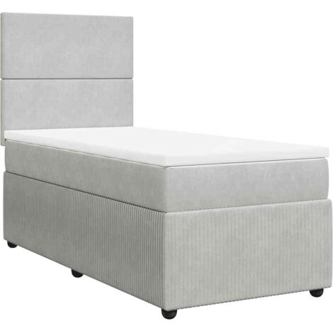Lattenrost und Bettmatratze Hellgrau 80x200 cm Velours