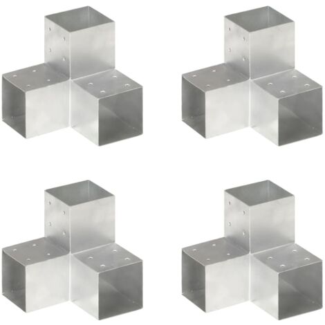 4er-Set Y-Form Pfostenverbinder aus verzinktem Metall 101x101mm