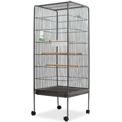 vidaXL Bird Cage Black 54x54x146 cm Steel