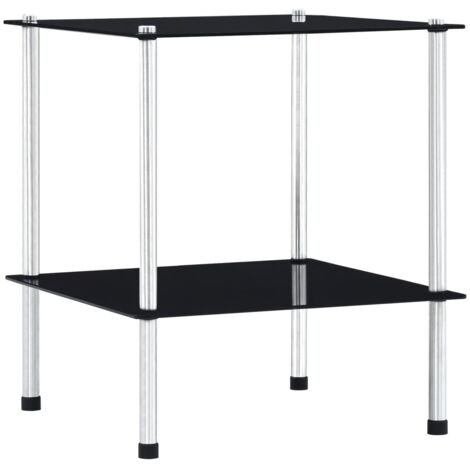 vidaXL 2-stufiges Regal Schwarz 40x40x47 cm Sicherheitglas