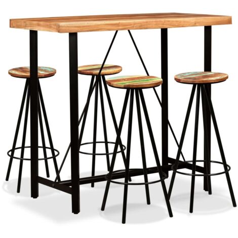 vidaXL Barset 5 Teilig Massivholz Akazie und Recyceltes Holz (1/5)