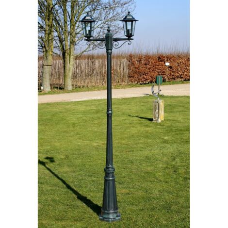 vidaXL Gartenlaterne 2-flammig 215 cm Dunkelgrün/Schwarz Aluminium